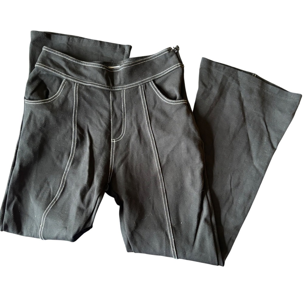 Urban Outfitters Black Contrast Stitch Flare Capri Pants Small Y2K Seam Detail